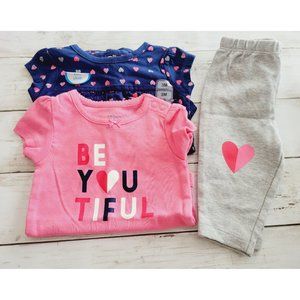 •Carter's 3 Month 3pc Be Youtiful Onesie Pant Outfit